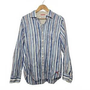 Tommy Bahama Shirt Mens Medium Linen Striped Casual Button Down